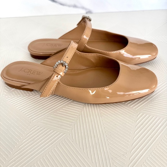J. Crew Women's Mary Jane Mules Camel Patent Size 6.5 - Picture 1 of 8